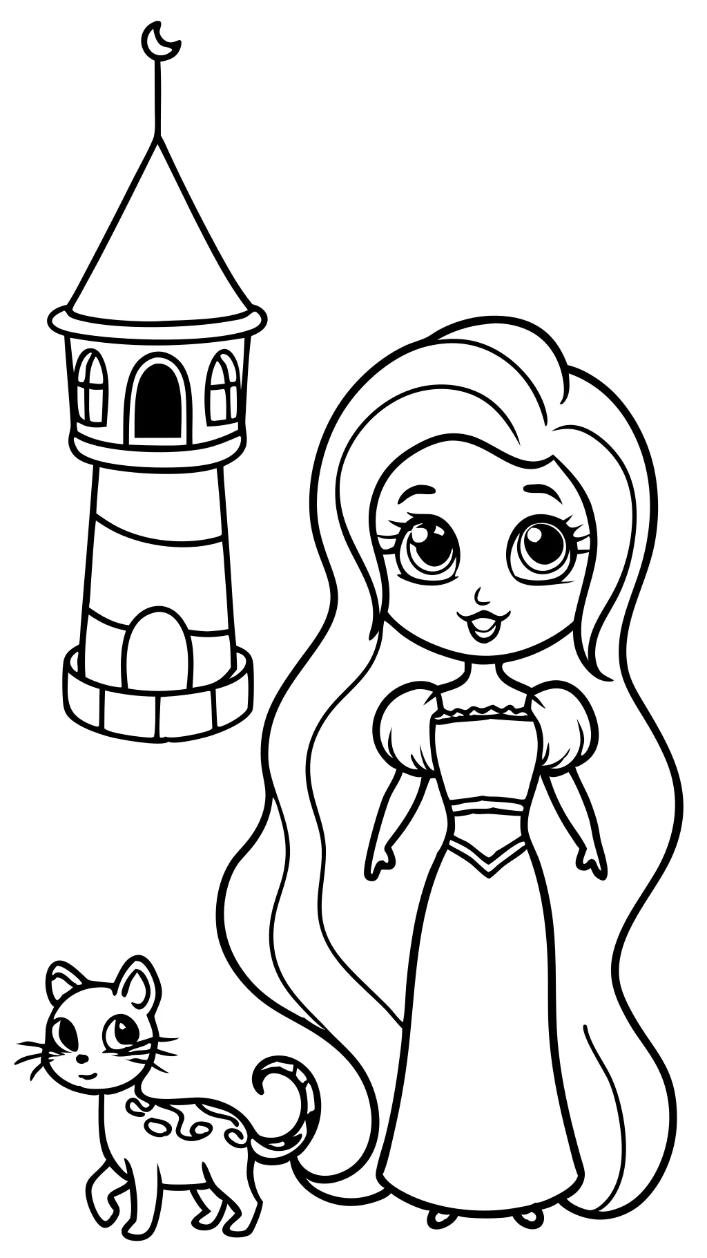 Páginas para colorear de Rapunzel fáciles